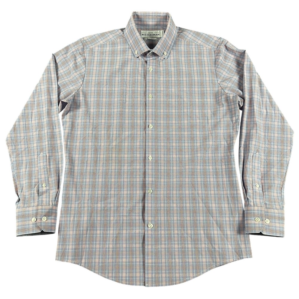 Mizzen Main Shirt Mens Medium Trim Fit Leeward Performance Stretch Plaid
